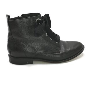 Isola Shoes Womens Boots Ankle Booties Black Leather Lace-Up Combat Zipper 7.5